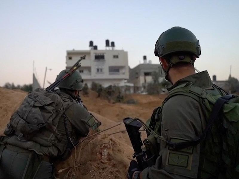 Kfir Brigade Combat Team operates in the location given as Khan Younis, Gaza, in this screen grab taken from a handout video released on December 29, 2023.  