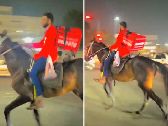 delivery boy on horse