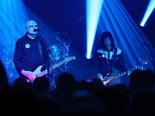Billy Corgan and James Iha of The Smashing Pumpkins perform 
