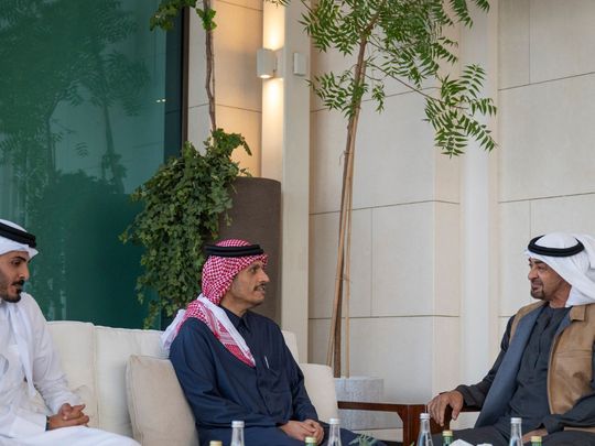 UAE President Sheikh Mohamed Meets The Prime Minister Of Qatar In Abu ...