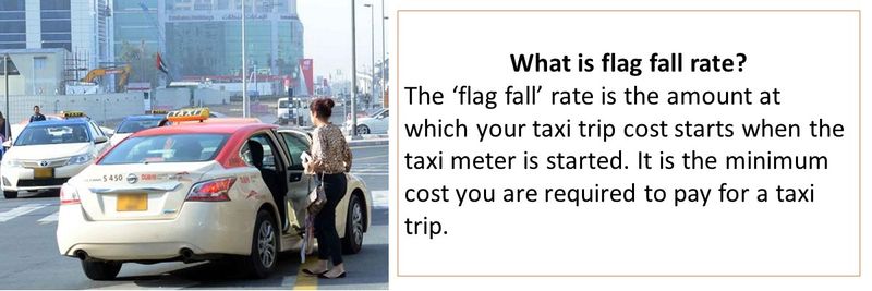 What is flag fall rate? The ‘flag fall’ rate is the amount at which your taxi trip cost starts when the taxi meter is started. It is the minimum cost you are required to pay for a taxi trip.