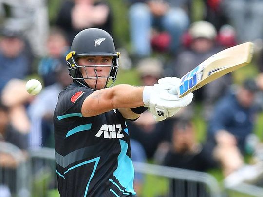 New Zealand's Finn Allen bats 