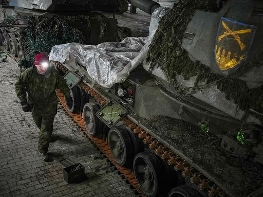 Illustrative image. A Ukrainian serviceman of the 92nd repairs a self-propelled howitzer, in Donetsk region, Ukraine January 21, 2024. 