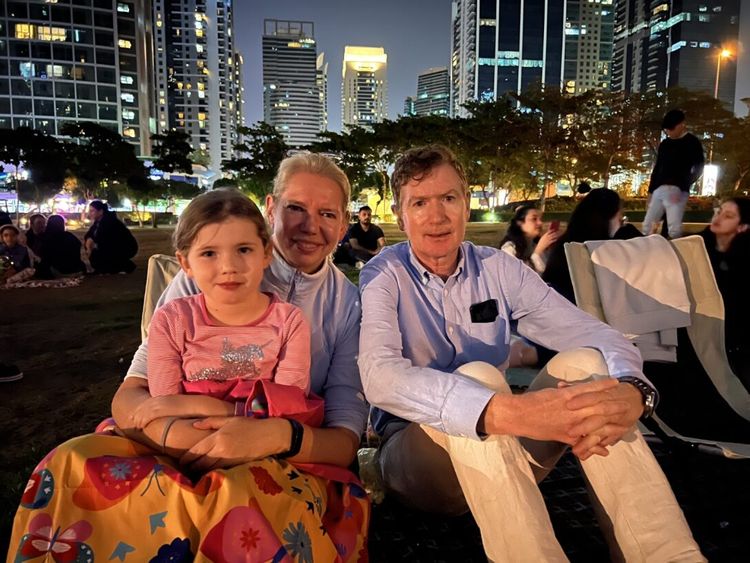 Viewers gather for a movie under the stars in JLT, Dubai 2