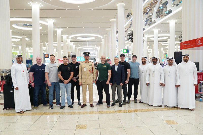 Members of the NYPD SWAT team arrive in Dubai. 