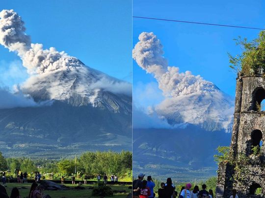 Mayon Volcano, one of the several active volcanoes in the Philippines, erupted on Sunday, following months of restiveness.