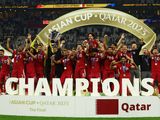 Qatar players celebrate after winning the AFC Asian Cup