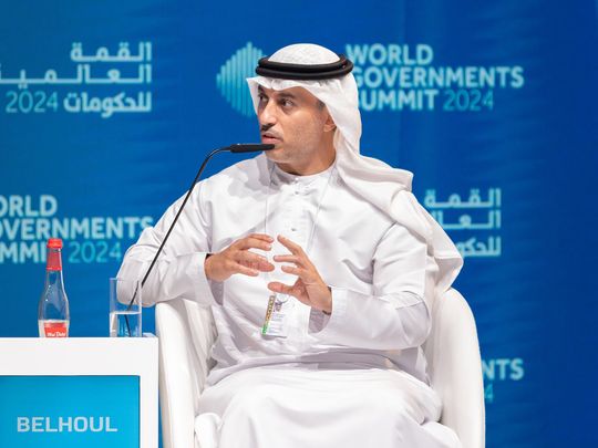 UAE Minister of Education Dr Ahmad Belhoul Al Falasi during a panel discussion at the World Governments Summit 2024 in Dubai on Feb 13