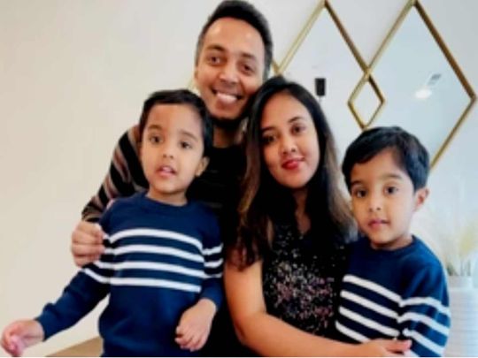 Anand Sujith Henry with his wife Alice Priyanka, and their sons Noah and Neithan.