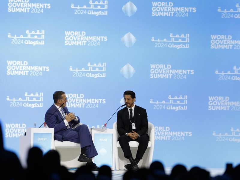 Shah Rukh Khan in conversation with CNN anchor Richard Quest at the on-going World Governments Summit 2024 in Dubai