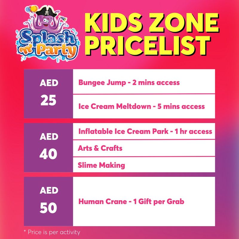 Kids zone prices
