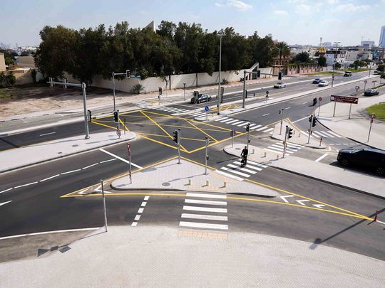 The new signalised junction at Al Majasimi intersection and Al Wasl Road