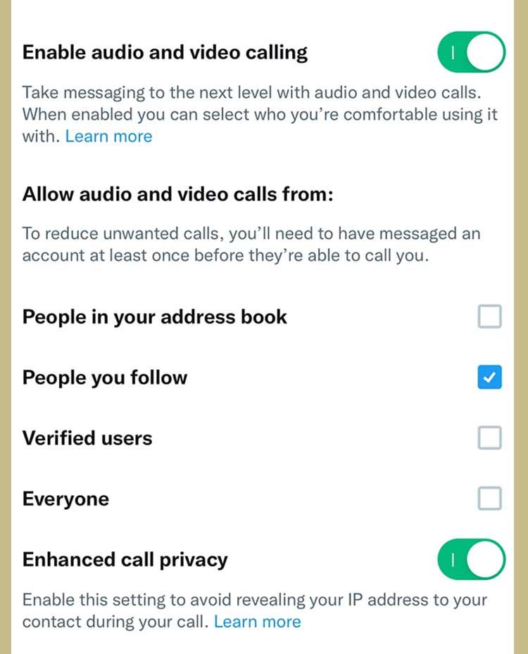 How to turn off audio and video calls entirely