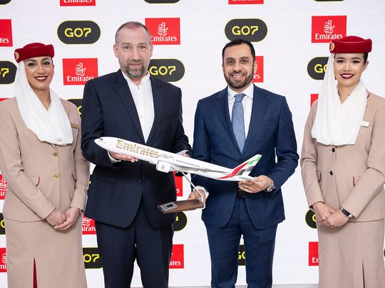 Peer Winter, Chief Distribution Officer GO7 and Adnan Kazim, Emirates' Deputy President and Chief Commercial Officer