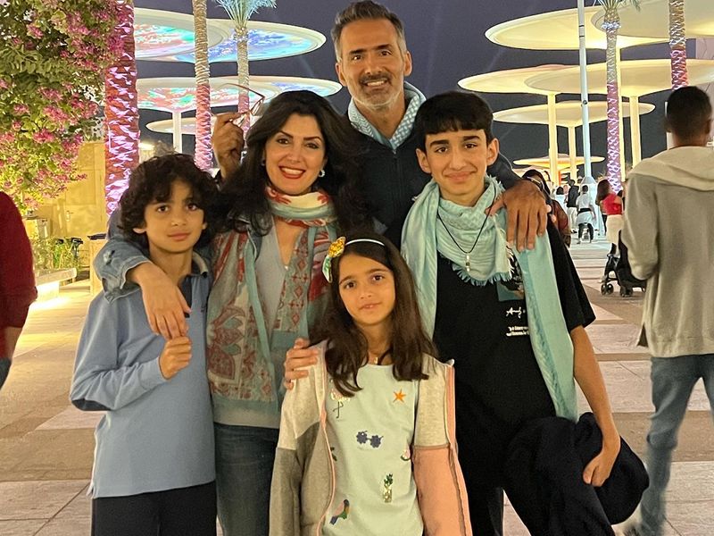Lina Sadeq with her husband and three children.
