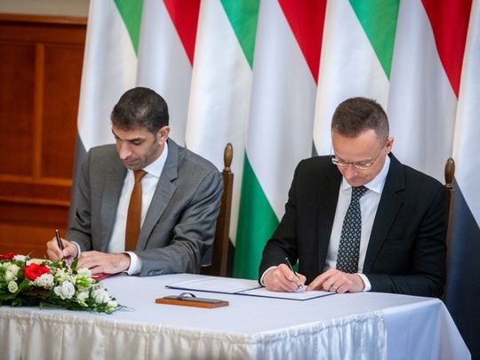 STOCK UAE Hungary sign economic cooperation agreement pact