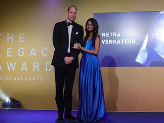 Dubai-based expat student Netra Venkatesh, 17, with Prince William.