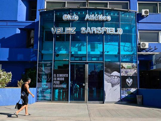 View of the entrance to Argentina's Velez Sarsfield football team's Jose Amalfitani home stadium in Buenos Aires.  