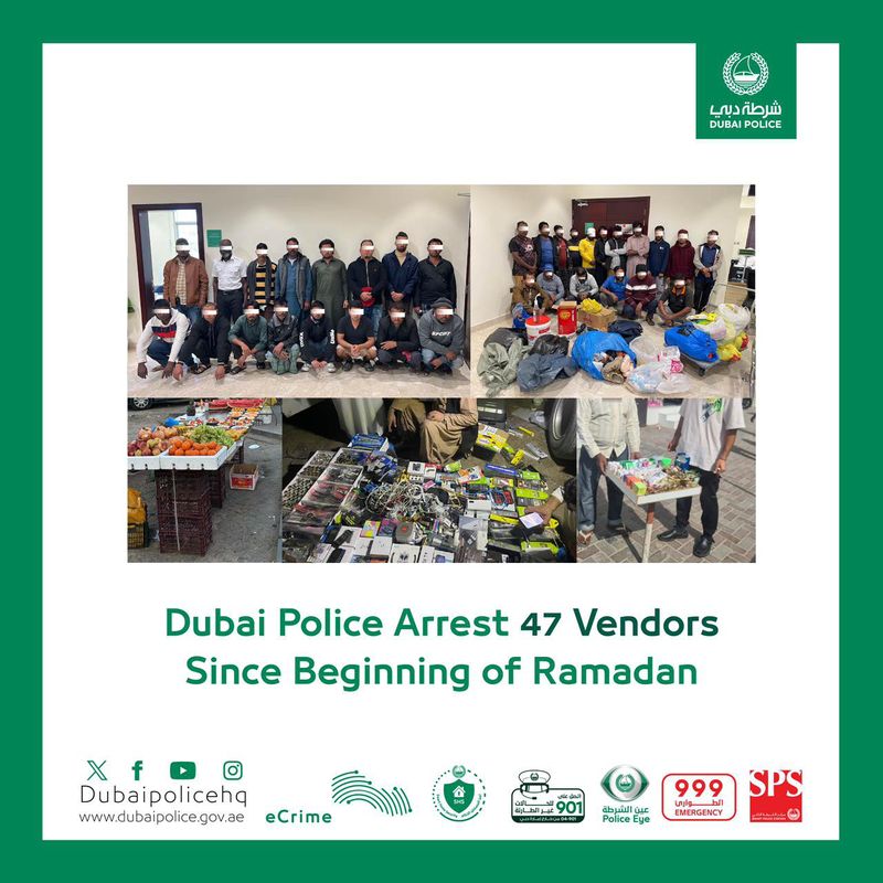 Dubai Police Arrest 47 Street Vendors v1-1711096276740