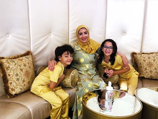 Nour El Houda Ghediri with her children