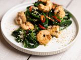 Spinach and prawn salad with five spice dressing 