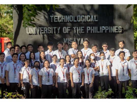Students of the state-owned Technological University of the Philippines campus in the Visayas in Talisay City, Negros Occidental.