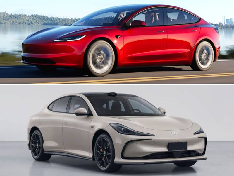 The Tesla Model 3 (above) and the IM L6 (below).