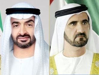 President His Highness Sheikh Mohamed bin Zayed Al Nahyan and His Highness Sheikh Mohammed Bin Rashid Al Maktoum, Vice-President and Prime Minister of the UAE and Ruler of Dubai