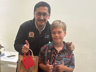 Boy, 9, back in Dubai to thank guard who saved his life