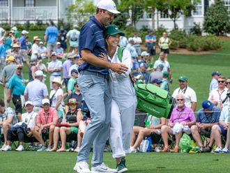 Scottie Scheffler and his wife Meredith at last year's Masters Tournament