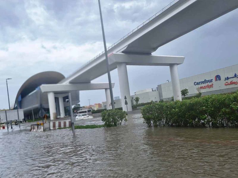 A view of floodwaters near Discovery Garden Metro station. 