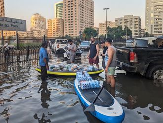 Watch: UAE volunteers brave floodwater for relief work