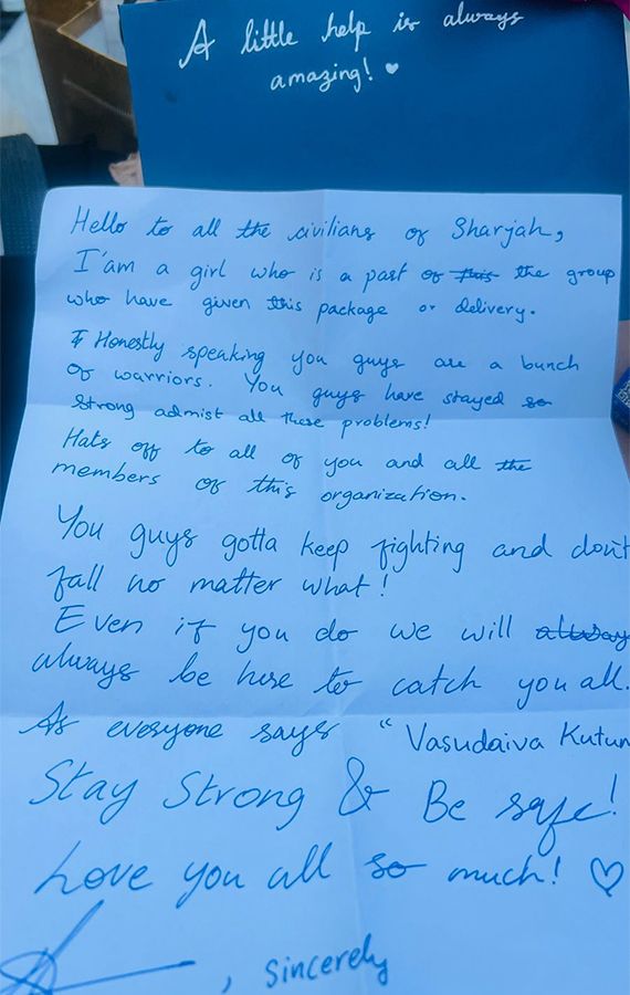 'You are a bunch of warriors' - UAE girl’s handwritten salute to brave flood heroes in Sharjah