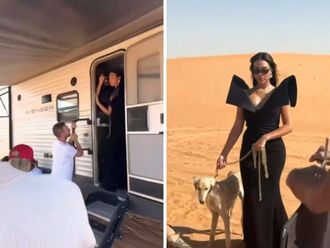 Watch: Georgina basks in Saudi desert splendour