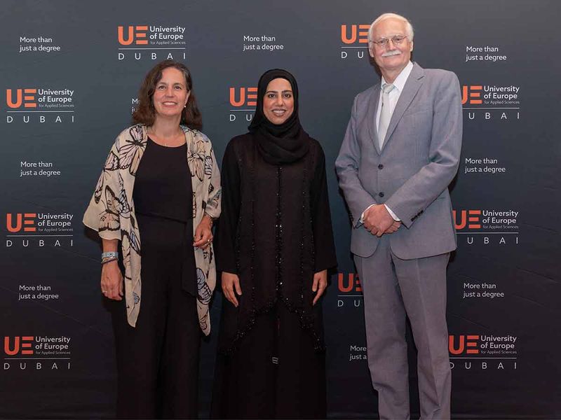 Sybille Pfaff, Consul General of the Federal Republic of Germany in Dubai, Aisha Abdulla Miran, Director General of the KHDA, and Professor Maurits van Rooijen, President of UE Dubai