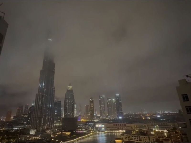 Rain clouds over Downtown Dubai.