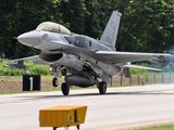 File photo of a Republic of Singapore Air Force (RSAF) F-16 aircraft landing on a public road in Lim Chu Kang area during a media preview in Singapor