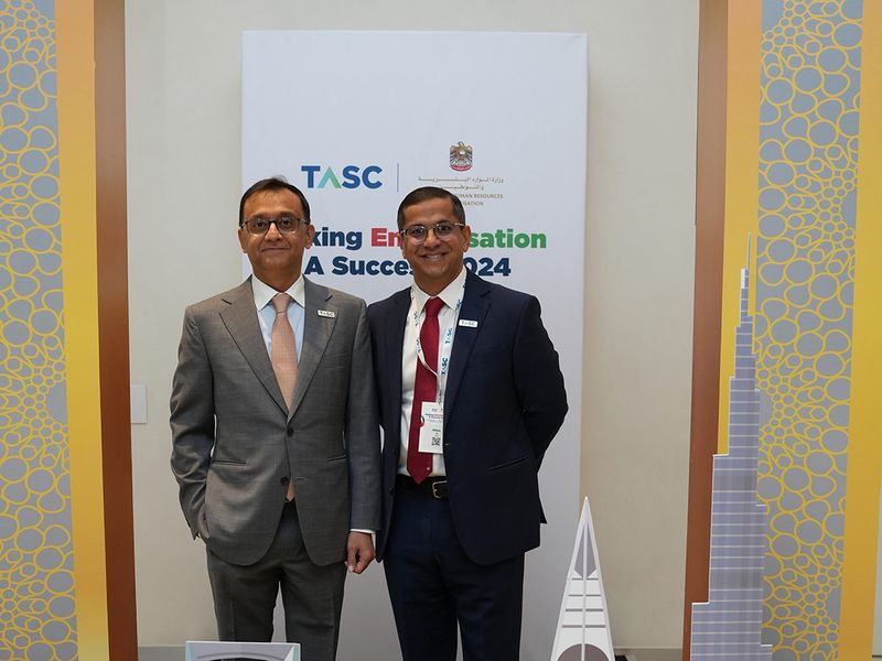 Increased initiatives to make Emiratisation an integral part of work culture in the UAE are needed, says Mahesh Shahdapuri, pictured with Abbas Ali, TASC's Chief Growth Officer.