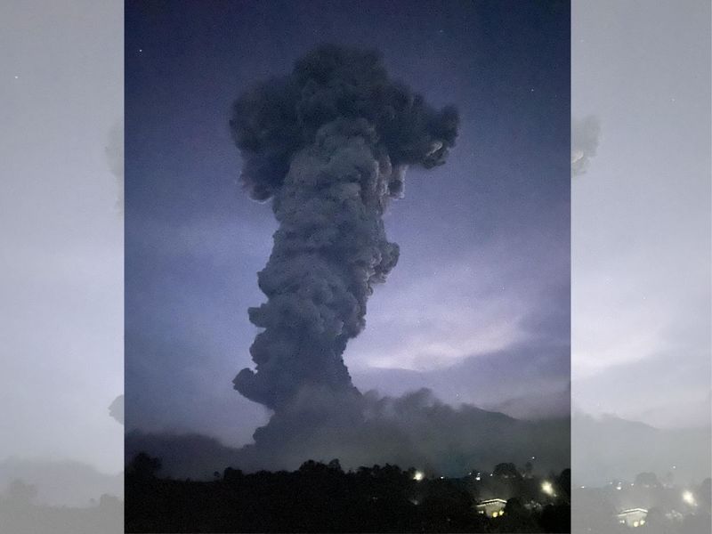 Dark plume of volcanic ash is ejected from Kanlaon Volcano eruption
