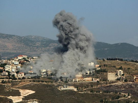Smoke billows from the site of an Israeli airstrike