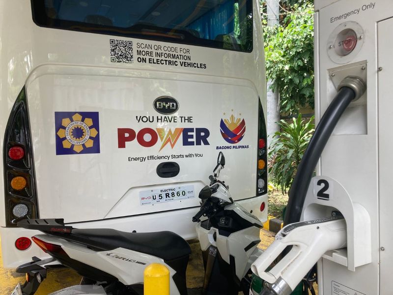 A charging station for the electric bus in Manila.