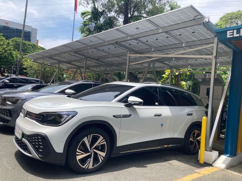 EVs at a charging station inside in the Department of Energy