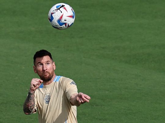 Argentina's Lionel Messi during a training session