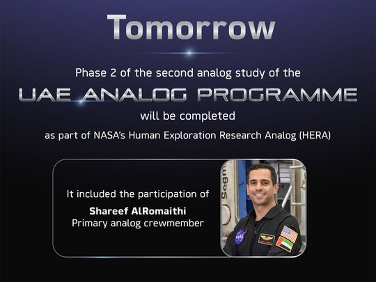 The UAE’s Shareef AlRumaithi is a primary anolog crew member.