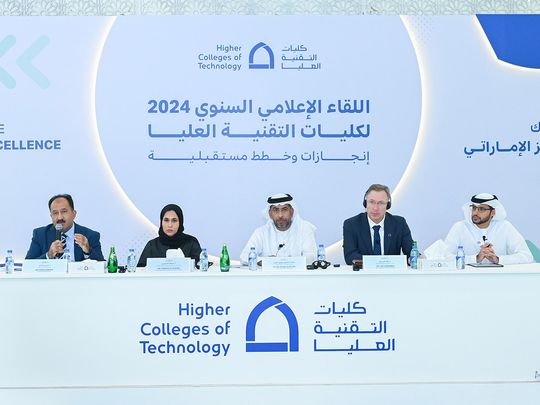 Dr-Faisal-Alayyan-(centre)-addresses-the-press-conference-with-Sumaya-Abdulaziz-Al-Hosani-(to-his-right)-and-Dr-Luc-Verburgh-(to-his-left)-and-other-HCT-officials-in-Dubai-on-Tuesday.-1719330396305