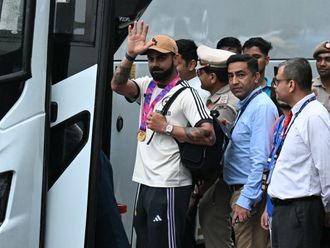 Jubilant Indian cricket team return home