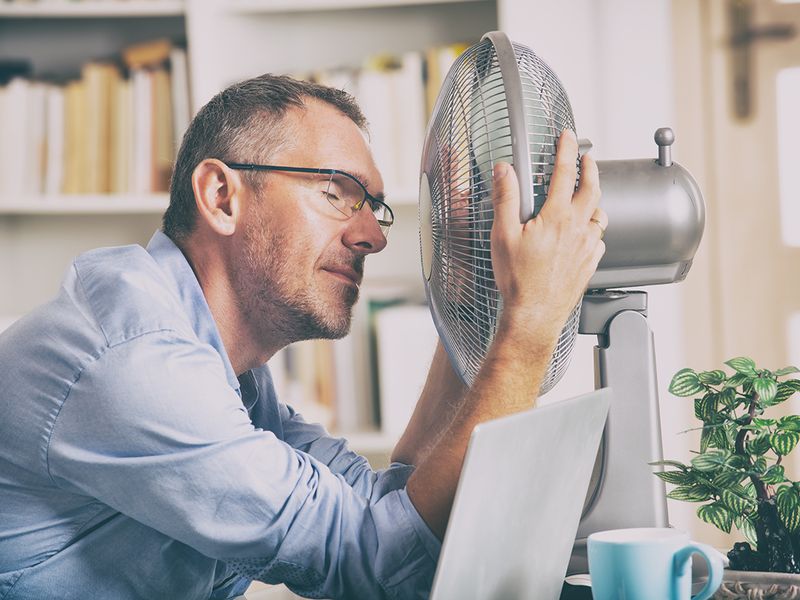 Man with fan