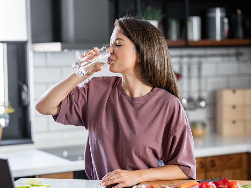 woman drinking water