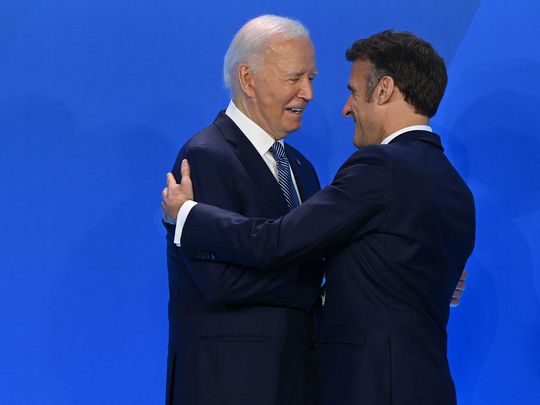 French President Emmanuel Macron Biden