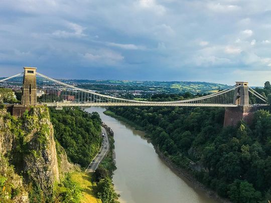 Clifton Suspension Bridge in Bristol, southwest England.